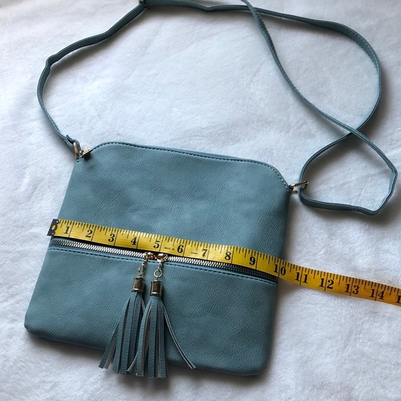 Blue Crossbody Purse with zipper tassels - Picture 6 of 8